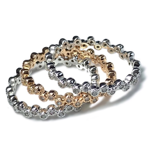 Jewelry - SALE!  Set of 3 Gold Plated Stacking Rings w/CZs